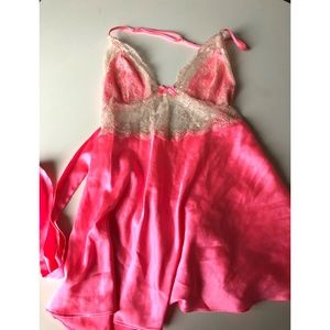 Victoria's Secret Pink Silk and Lace Halter Nighti